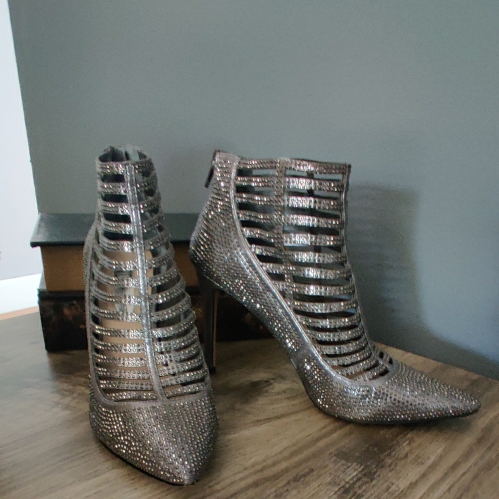 INC pewter heels